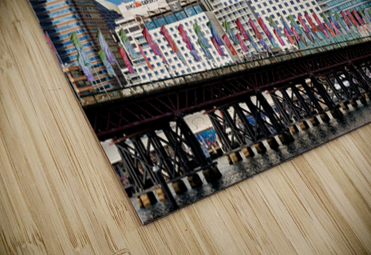 Sydney Harbour skyline with bridge and flags. Marco Brivio Puzzle