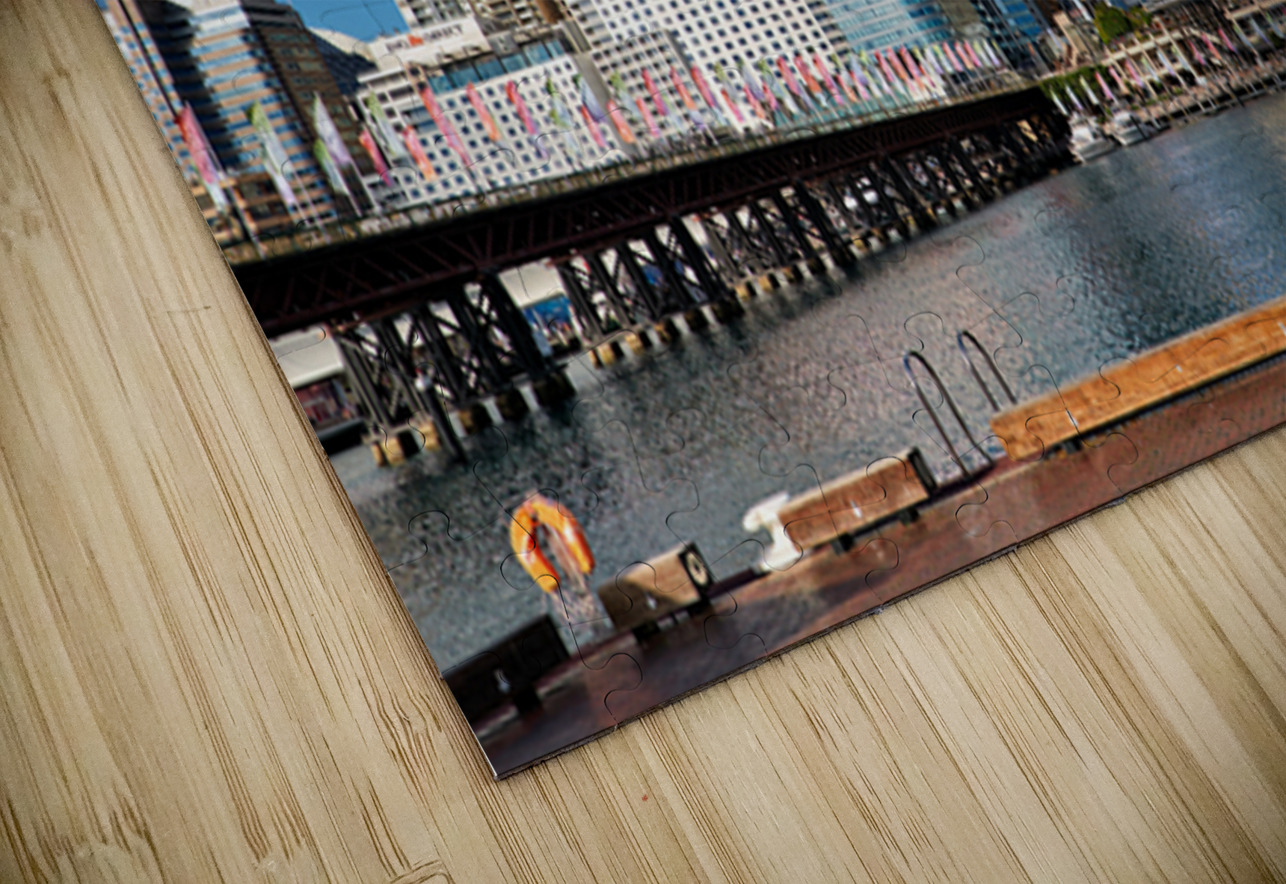 Sydney Harbour skyline with bridge and buildings under clouds. Marco Brivio Puzzle