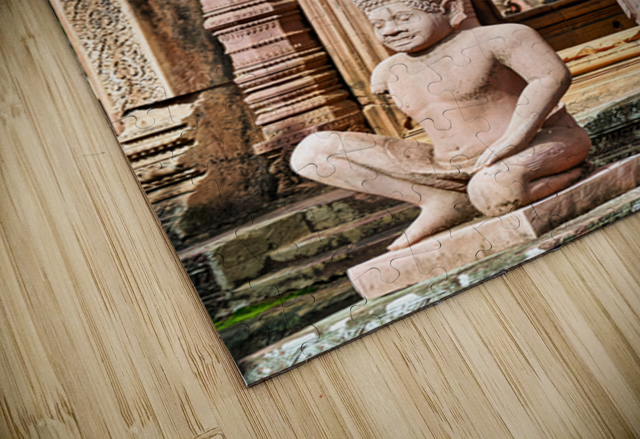 Ancient Cambodian temple with intricate carvings and stone statu Marco Brivio Puzzle