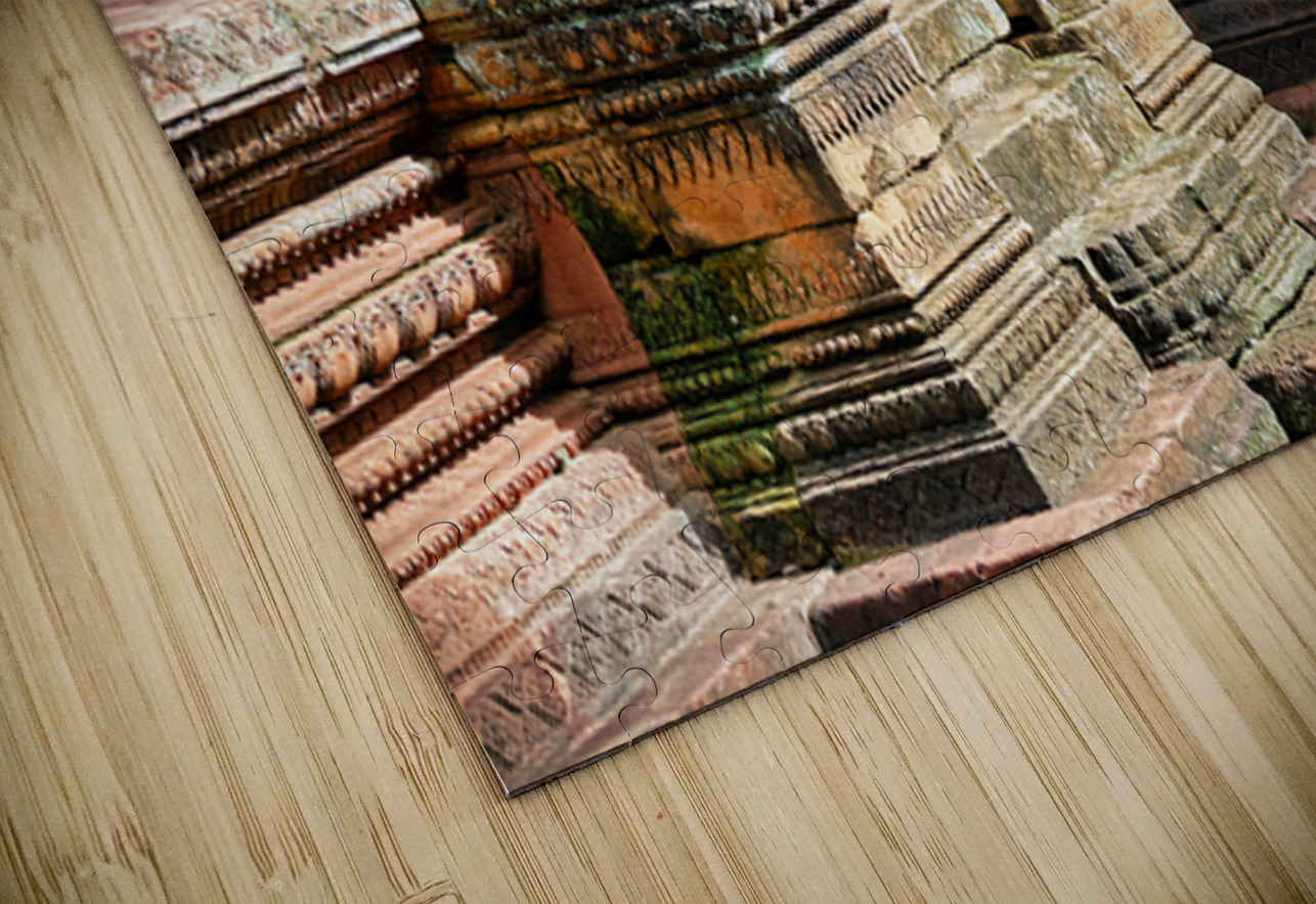 Ancient temple with guardian statues and ornate carvings. Marco Brivio Puzzle