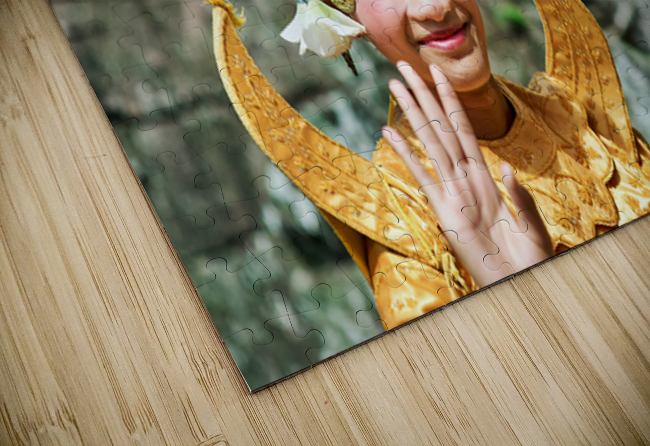 Cambodian dancers in golden attire and elaborate headwear. Marco Brivio Puzzle