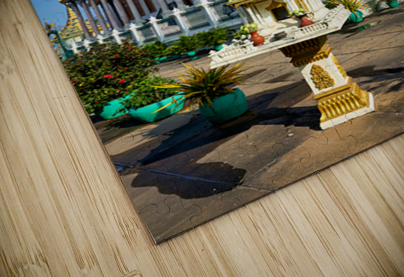 Majestic Cambodian temple under a blue sky with flying birds. Marco Brivio Puzzle