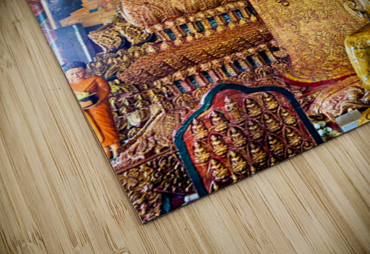 Ornate golden Buddha statue in a richly decorated temple. Marco Brivio Puzzle