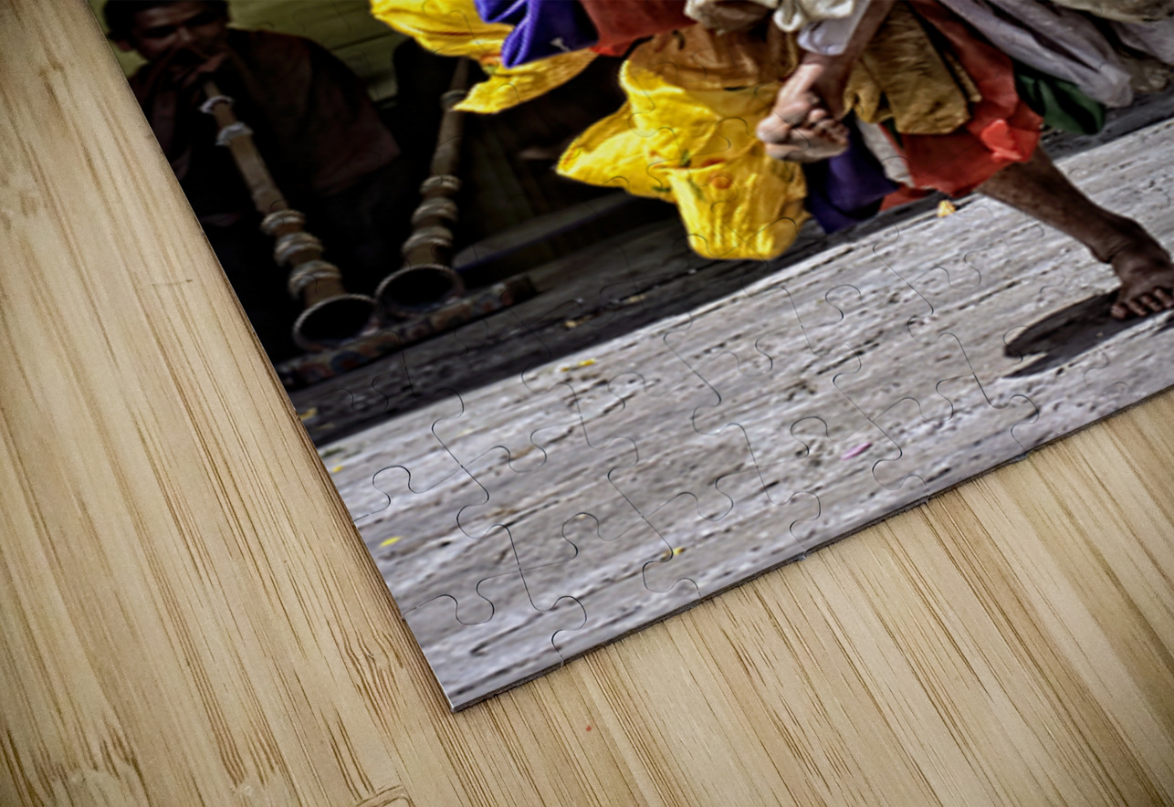 Vibrant masked dancer performs traditional dance. Marco Brivio Puzzle
