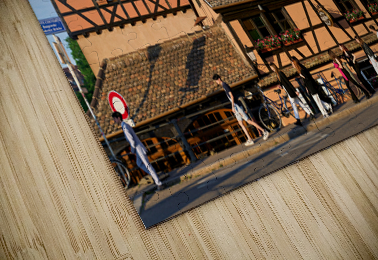 Historic houses and people walking in Petit France Strasbourg Marco Brivio Puzzle
