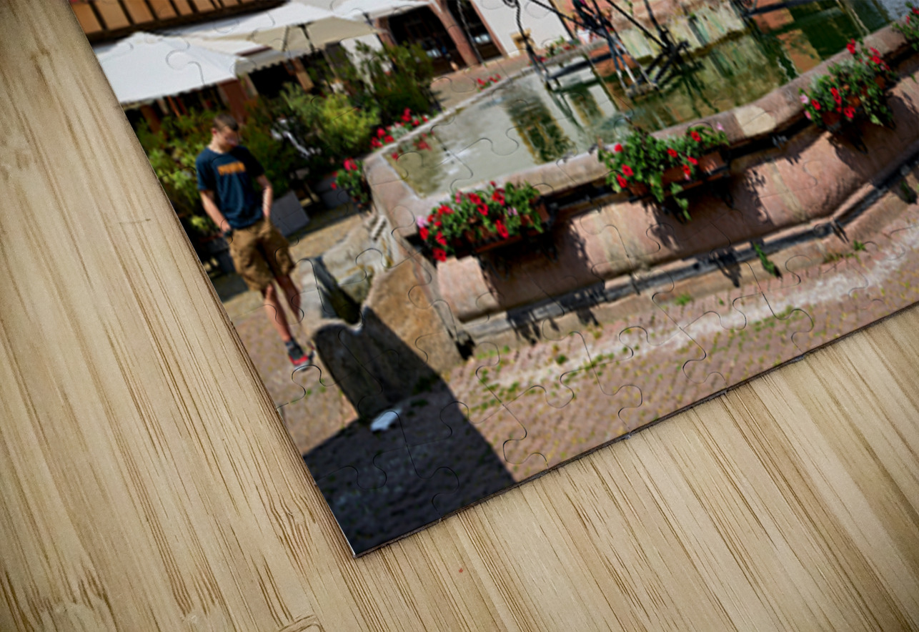 Visitors enjoy Saint Leon square in Eguisheim Alsace on a sunny Marco Brivio Puzzle