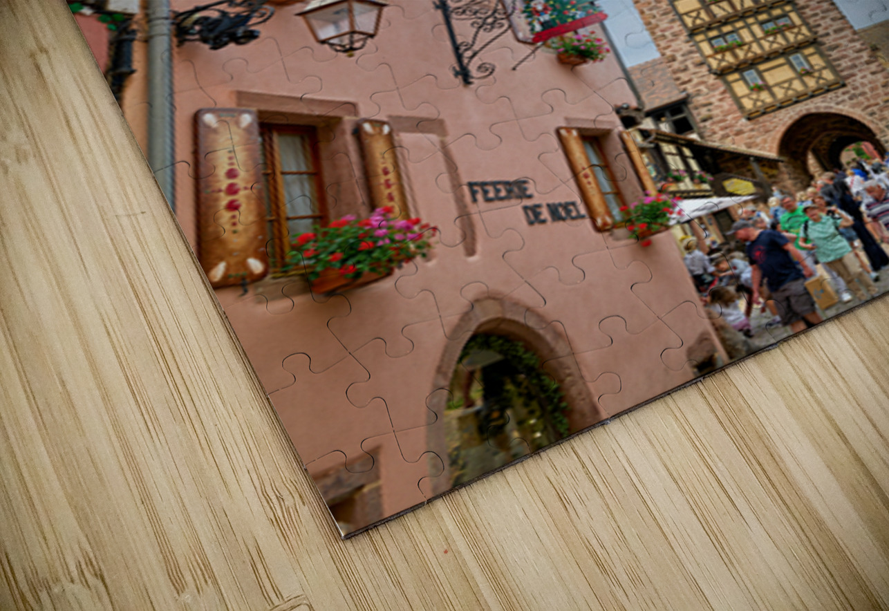 Tourists stroll through historic streets in Riquewihr Alsace Marco Brivio Puzzle