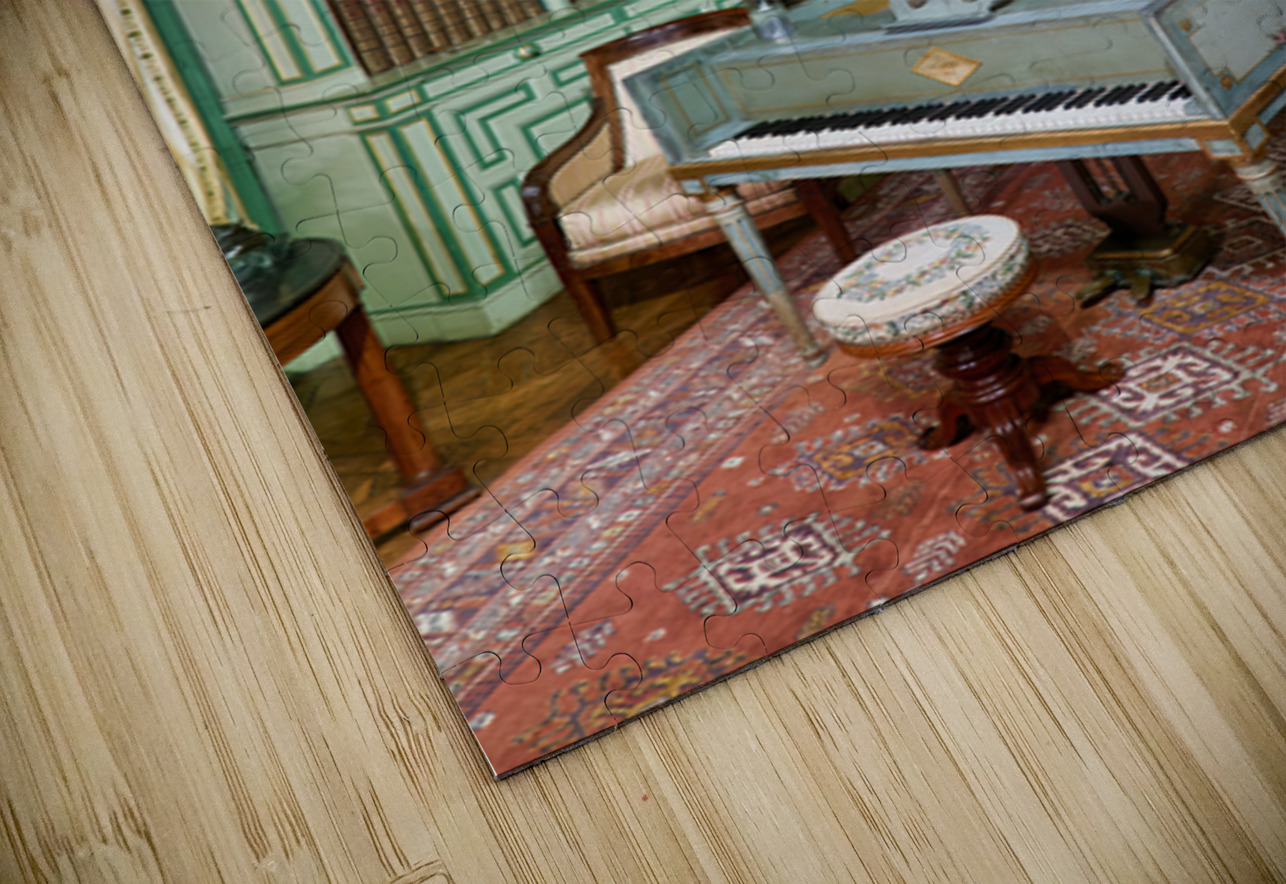 Chateau de Cheverny interior with piano and bookshelves Marco Brivio Puzzle