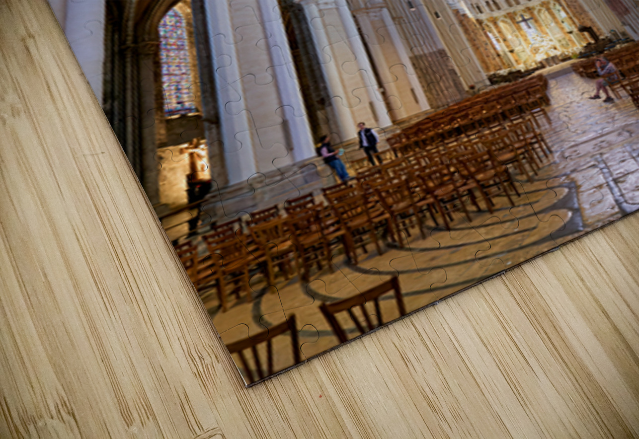 Chartres Cathedral inside with tall arches and wooden chairs Marco Brivio Puzzle