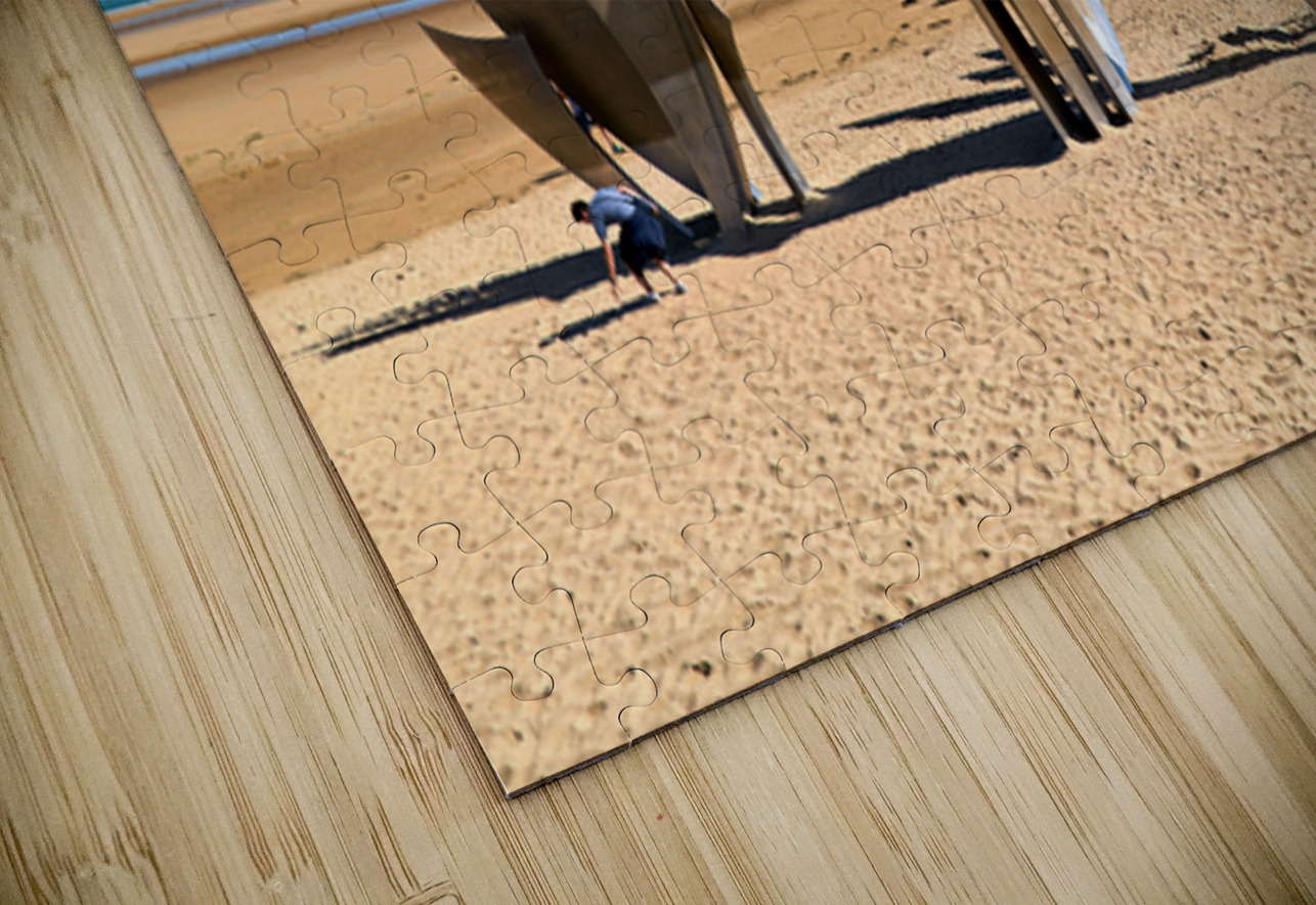 Visit to Omaha Beach in Normandy France with memorial sculpture Marco Brivio Puzzle