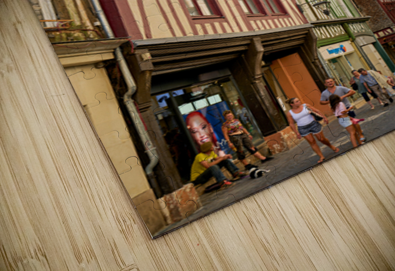 Walking in Rouen near Le Gros Horloge clock in Normandy France Marco Brivio Puzzle