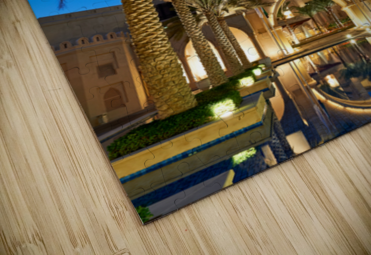 Burj Khalifa stands tall at night with light reflections in Duba Marco Brivio Puzzle