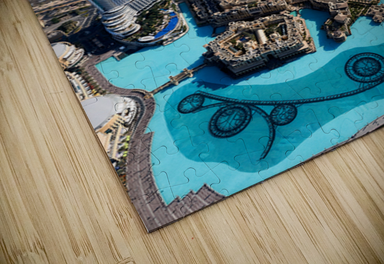 Dubai cityscape shows buildings water and desert from above Marco Brivio Puzzle