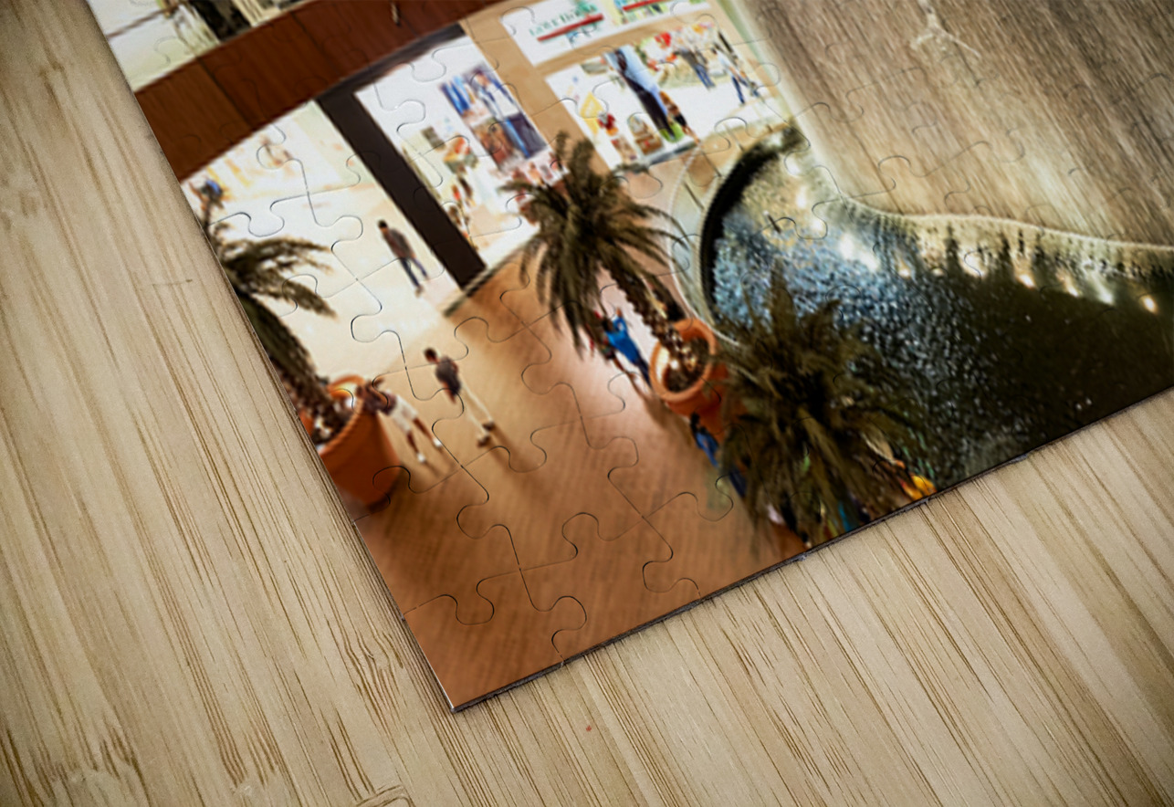 Indoor waterfall with diver sculptures in a mall in Dubai UAE Marco Brivio Puzzle