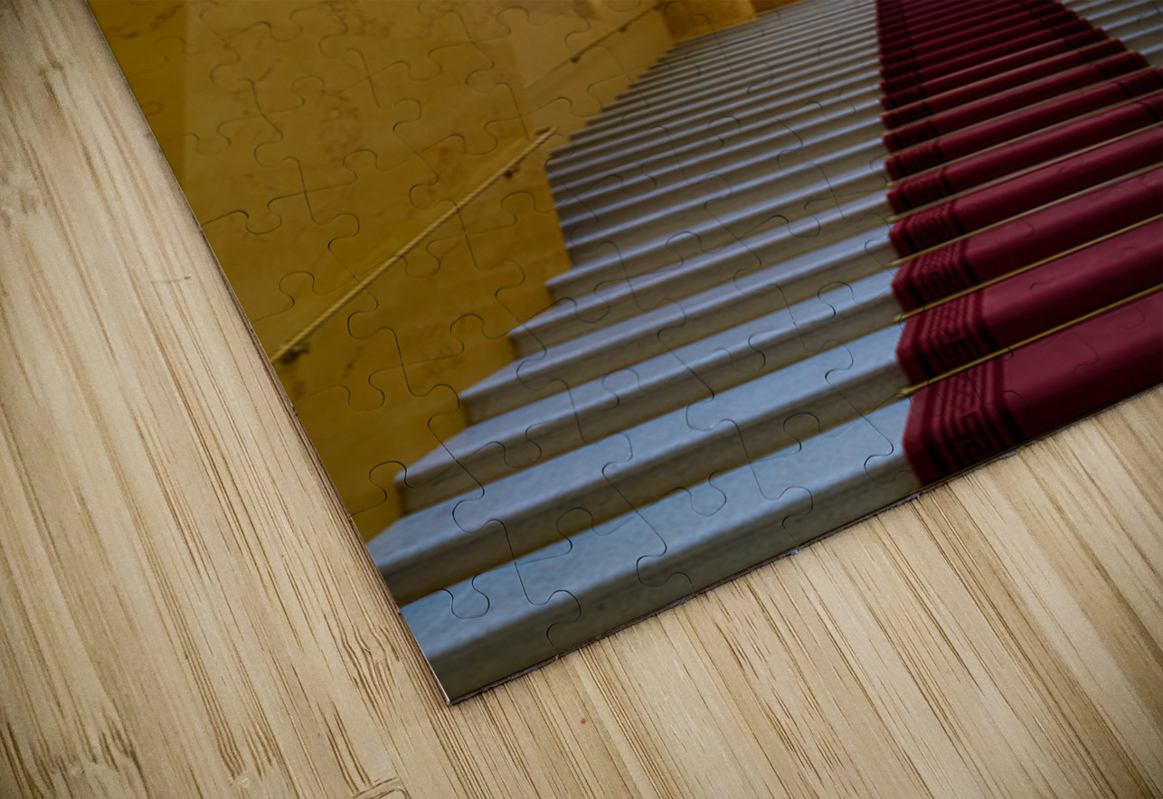 Steps in Residenz Palace in Munich with yellow walls and statues Marco Brivio Puzzle