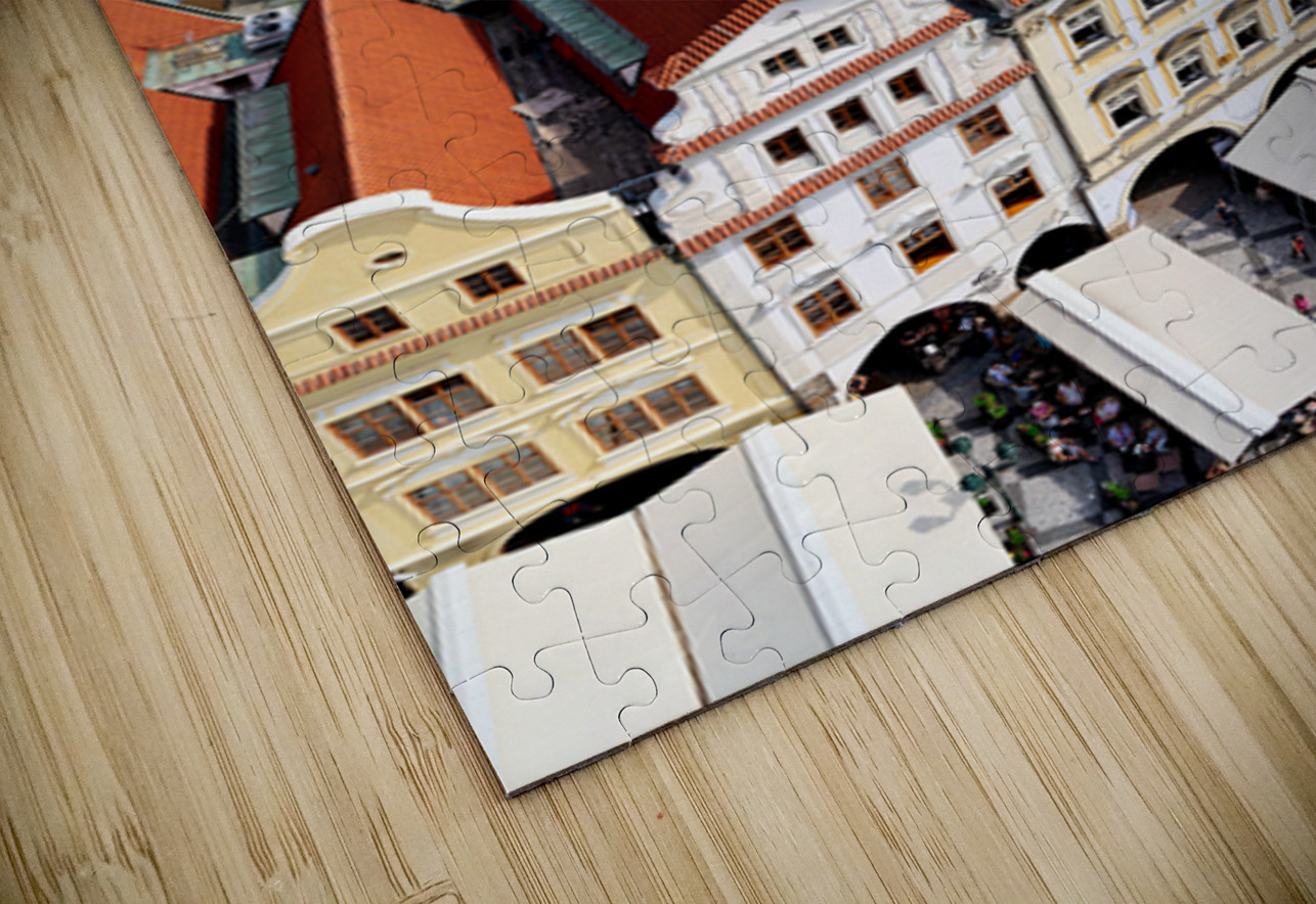 Aerial view of Pragues historic red roofed cityscape and bustli Marco Brivio Puzzle