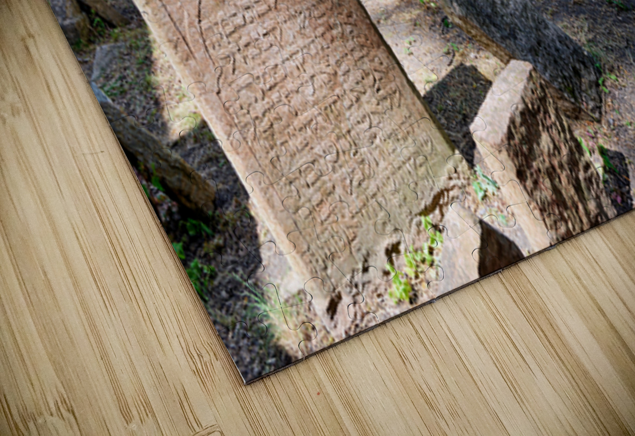 Ancient Jewish cemetery with weathered gravestones and trees. Marco Brivio Puzzle
