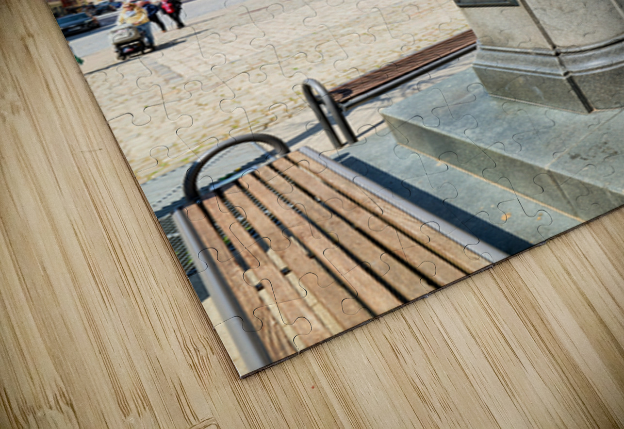 Visitors explore Dinkelsbuhl old town and historical statue Marco Brivio Puzzle