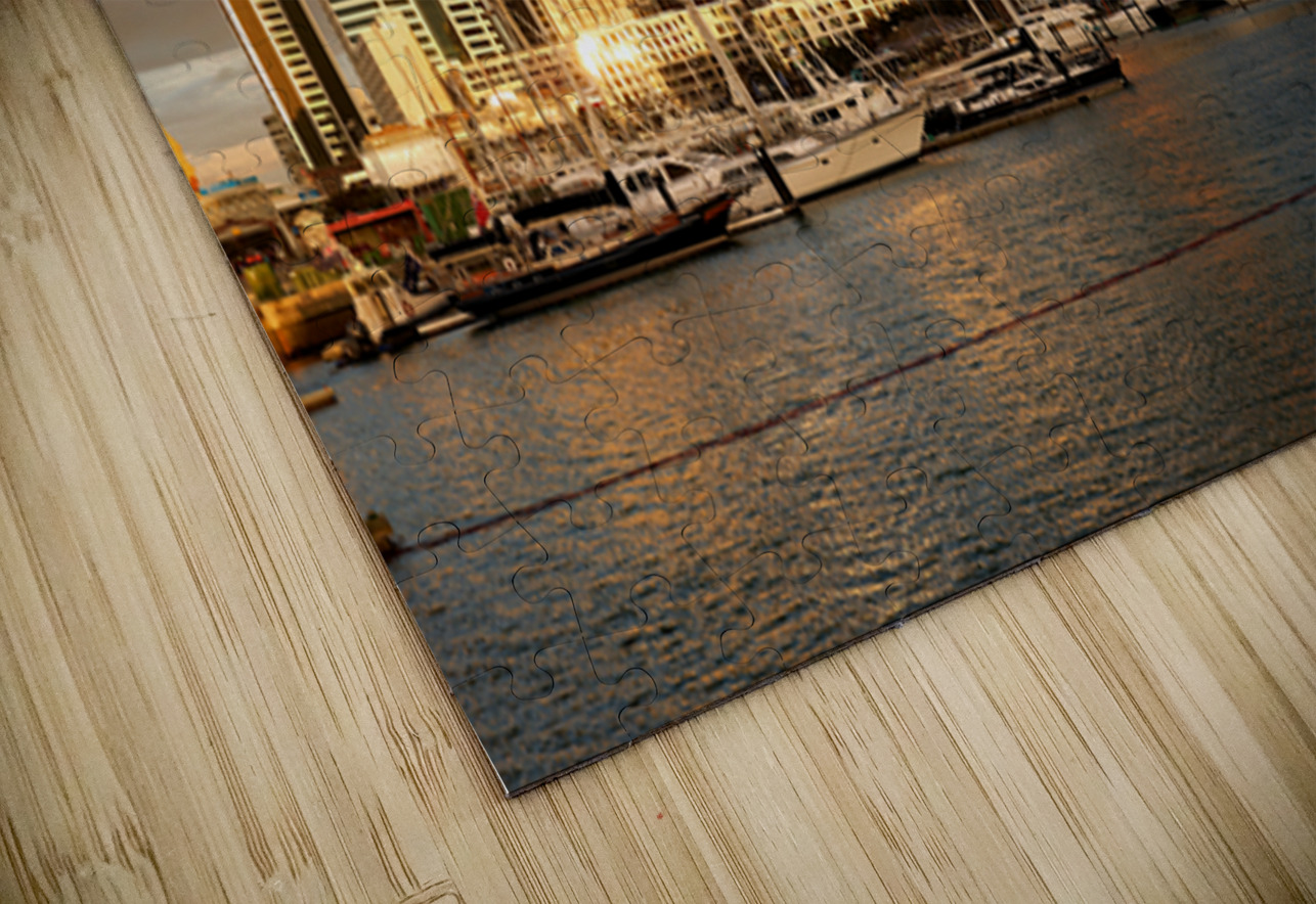 Auckland skyline at sunset from Viaduct Harbour Marco Brivio Puzzle