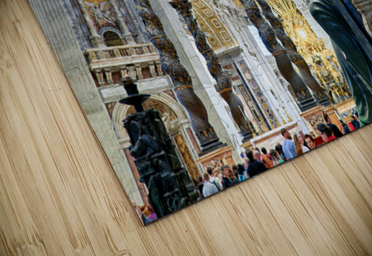 Saint Peters Basilica interior with Saint Peter statue in Rome Marco Brivio Puzzle
