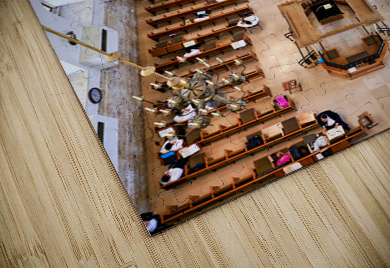 Visit to Hurva Synagogue in Jerusalem with people praying and st Marco Brivio Puzzle
