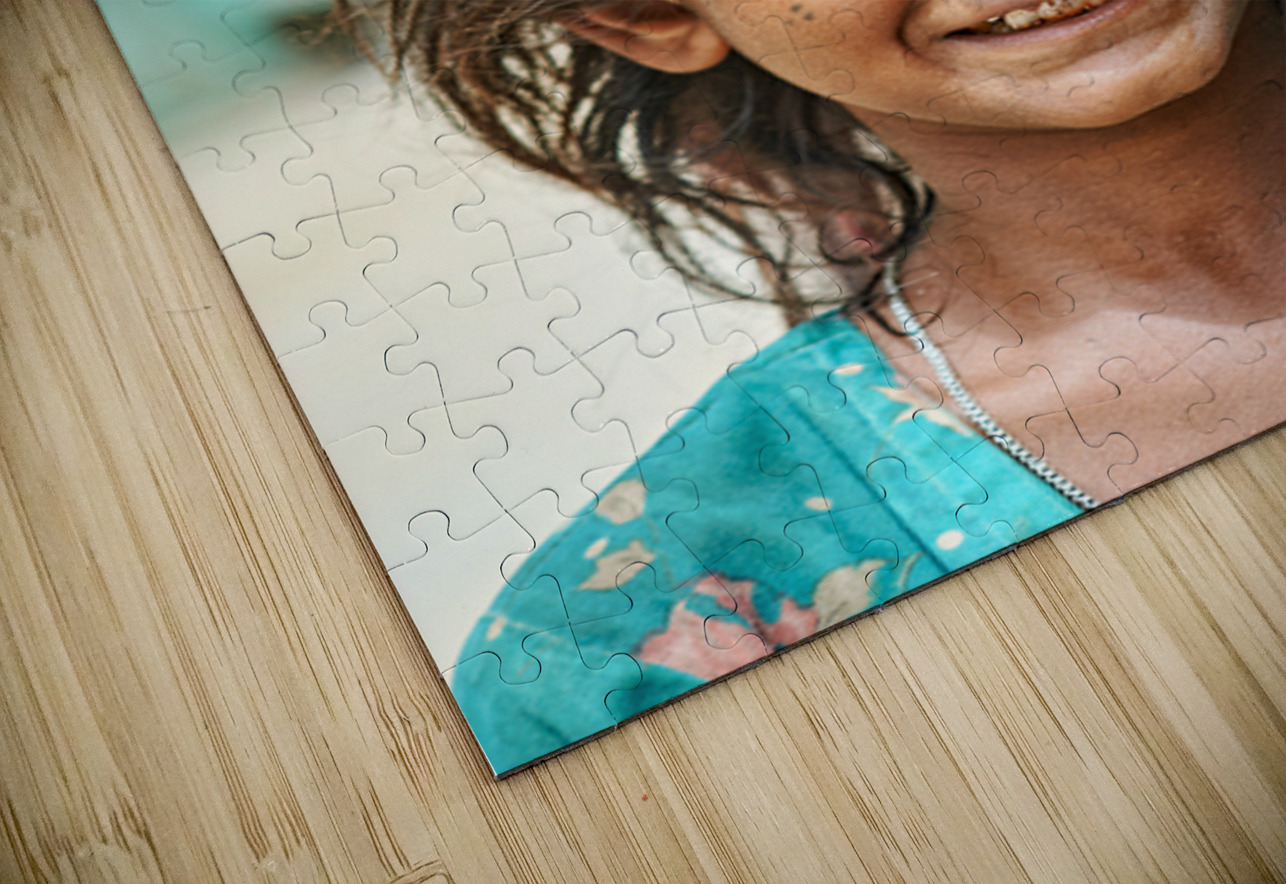Portrait of a young girl carrying cloth in Mandawa Rajasthan Marco Brivio Puzzle