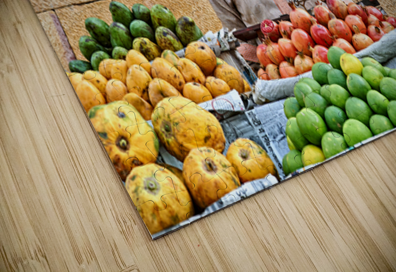 Fruits and vegetables stall in Jaisalmer with vendor at work Marco Brivio Puzzle