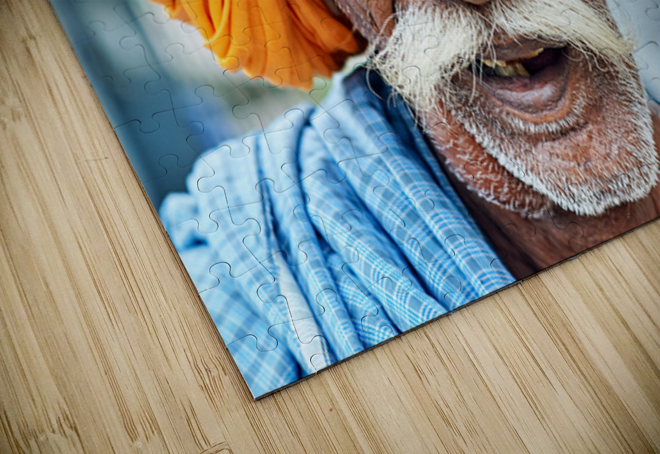 Old man in Bundi Rajasthan showing traditional culture and attir Marco Brivio Puzzle