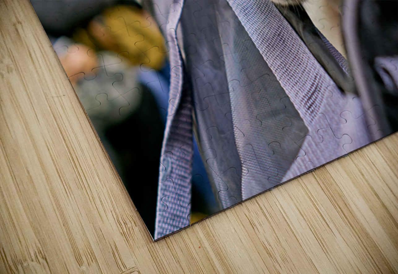 Dog riding in bag on subway in Manhattan New York City Marco Brivio Puzzle