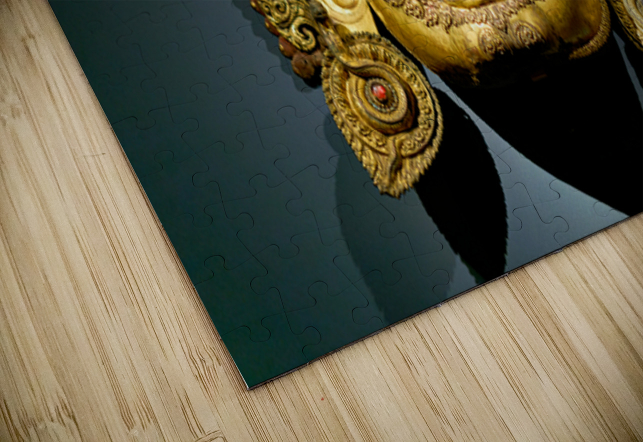 Golden face mask displayed at the Asian Art Gallery in Manhattan Marco Brivio Puzzle
