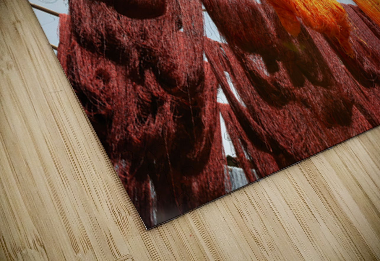 Colorful threads hanging in the dyers souk of Marrakesh Morocco Marco Brivio Puzzle
