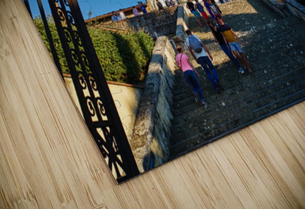 Visitors walk up the stairs to Basilica di San Miniato in Floren Marco Brivio Puzzle