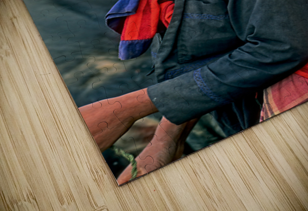 Woman carries son on her back in Myanmar fields Marco Brivio Puzzle