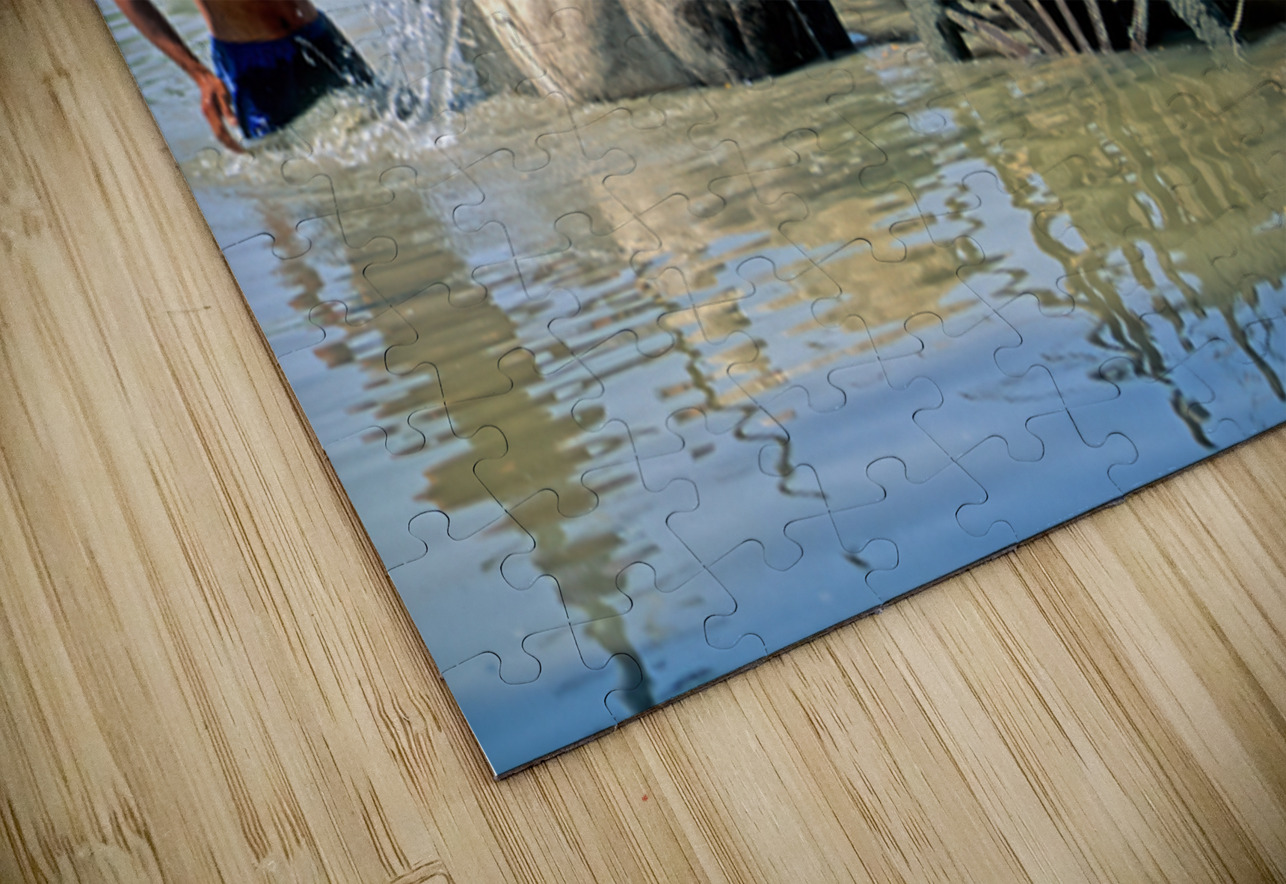 Washing cows in a river in the countryside of Myanmar Marco Brivio Puzzle