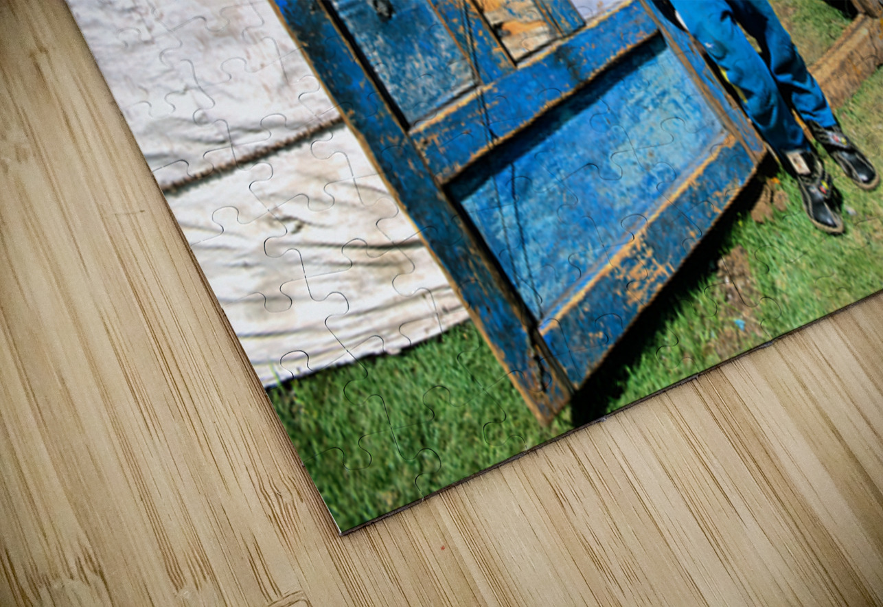 Ger tent in Mongolia with child and elder outside Marco Brivio Puzzle