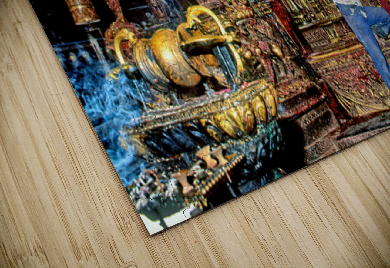 Boy interacts with religious artifacts in Kathmandu temple Marco Brivio Puzzle