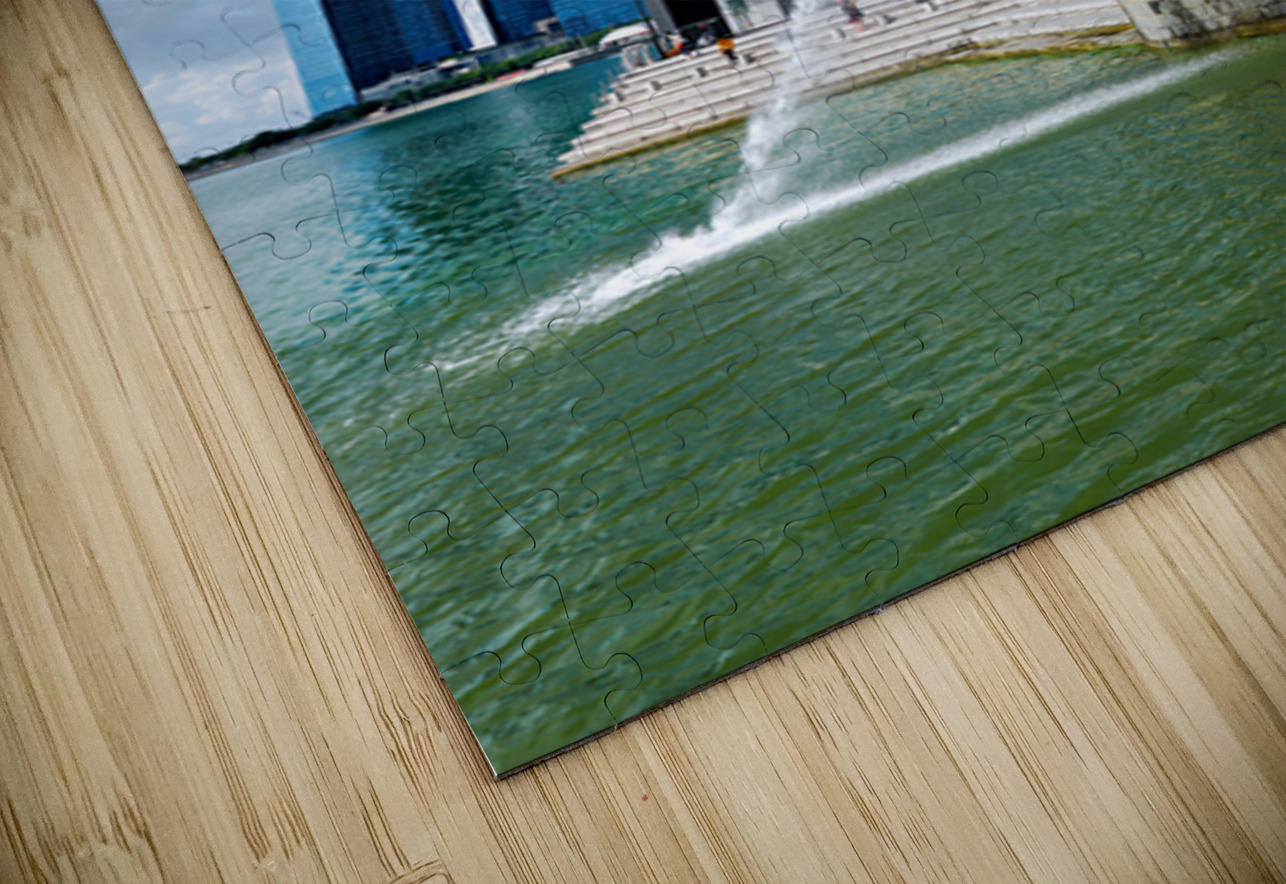 People walk near bridge in Singapore financial district by lush  Marco Brivio Puzzle