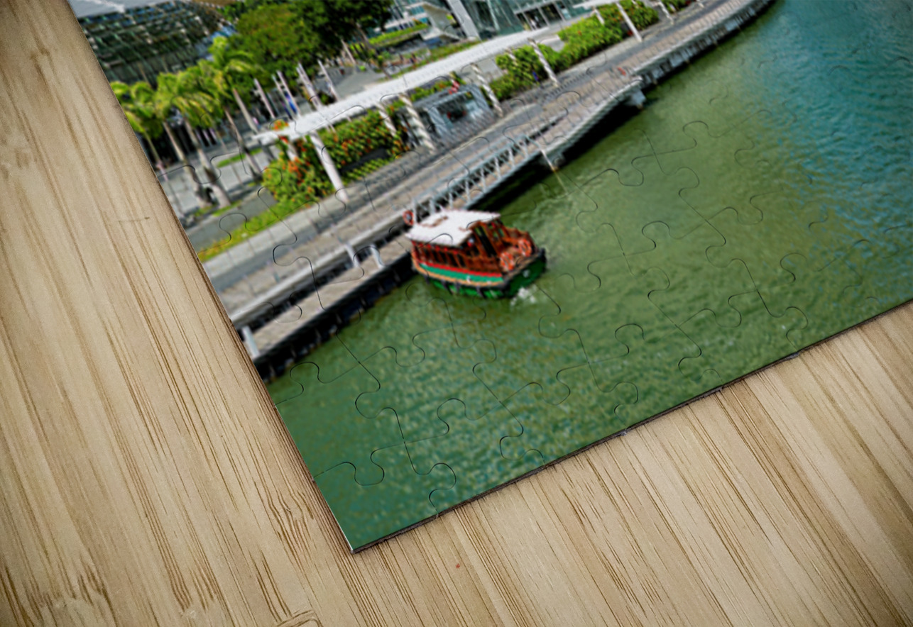 Visitors view ArtScience Museum and city skyline in Singapore Marco Brivio Puzzle