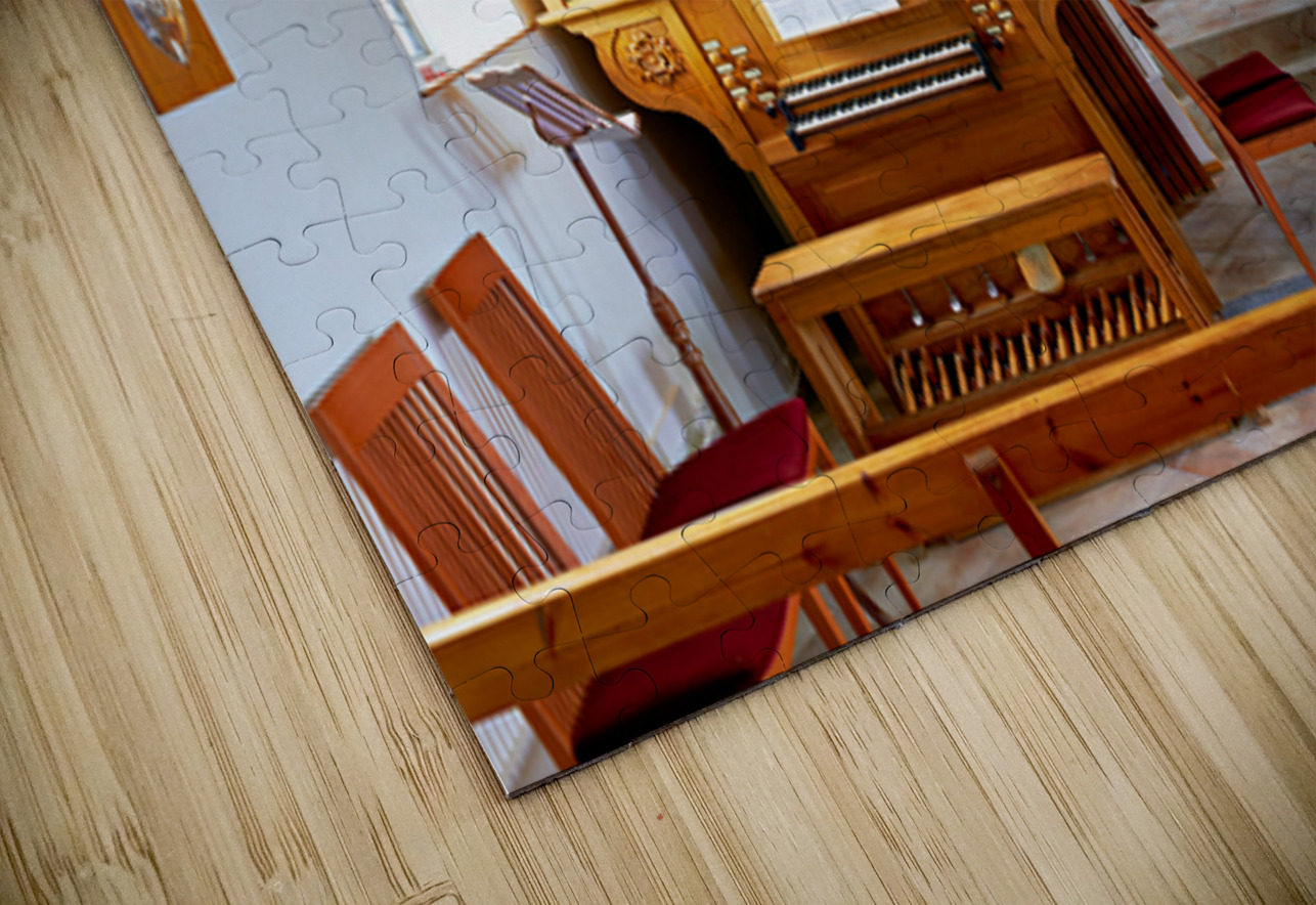 Wooden church interior with organ in Vik i Myrdal Iceland Marco Brivio Puzzle