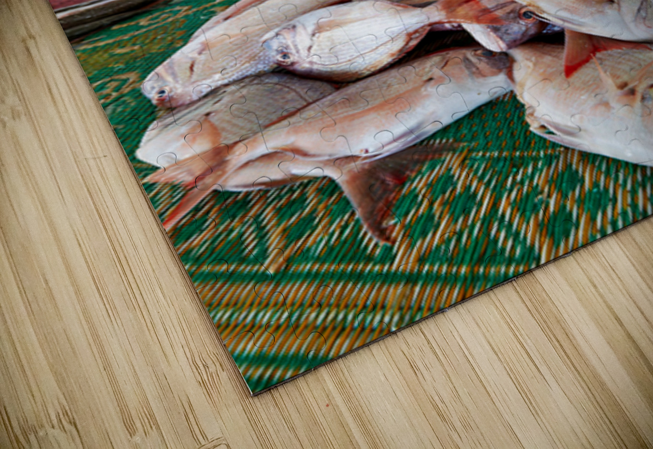 Man sells fresh fish at Muscat Oman fish market today Marco Brivio Puzzle