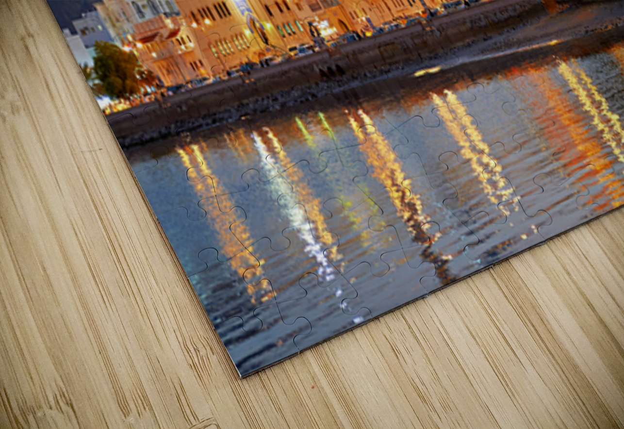 Sunset view of waterfront in Muscat Oman with city lights Marco Brivio Puzzle