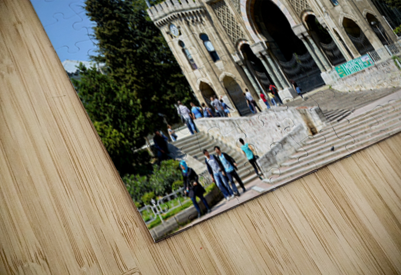 Historic university building in Istanbul Turkey with flags Marco Brivio Puzzle