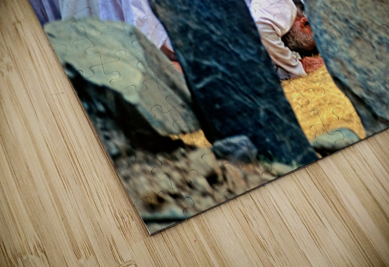 Muslim men pray towards Mecca in Pakistan during prayer time Marco Brivio Puzzle