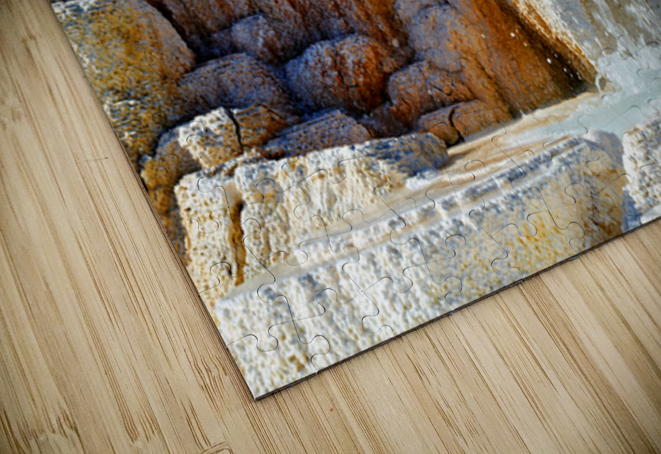 Water flowing over the terraces at Devils Thumb in Yellowstone Marco Brivio Puzzle