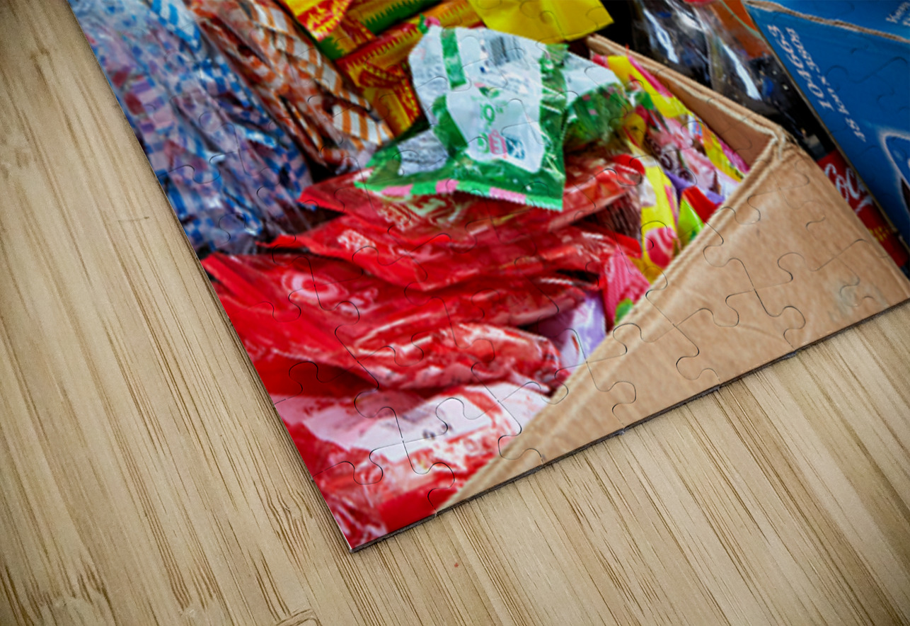 Cat sitting on boxes in Hanoi market during daytime Marco Brivio Puzzle