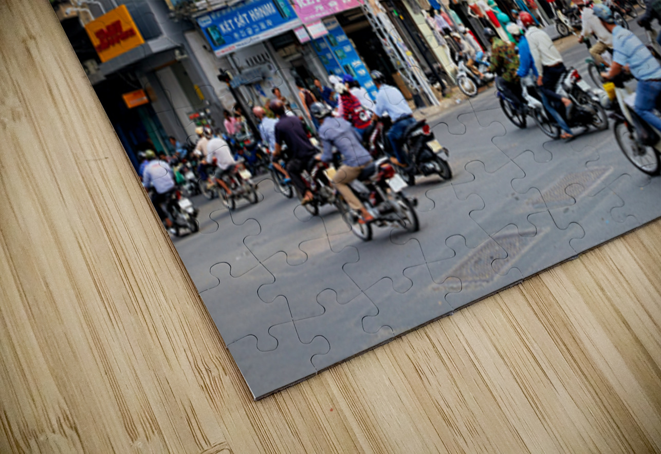 Busy street scene in Ho Chi Minh City with motorbikes and shops Marco Brivio Puzzle