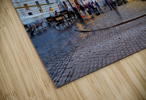 Illuminated Hofburg Palace Vienna with people and horse carria Marco Brivio puzzle