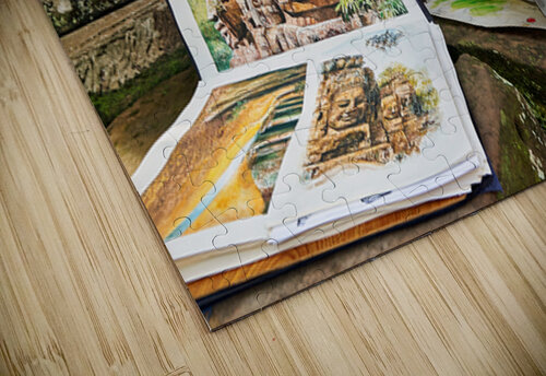 Artist drawing ancient temple carvings outdoors. Marco Brivio puzzle