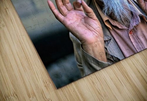Elderly man showing hand gestures in Khiva Uzbekistan Marco Brivio puzzle