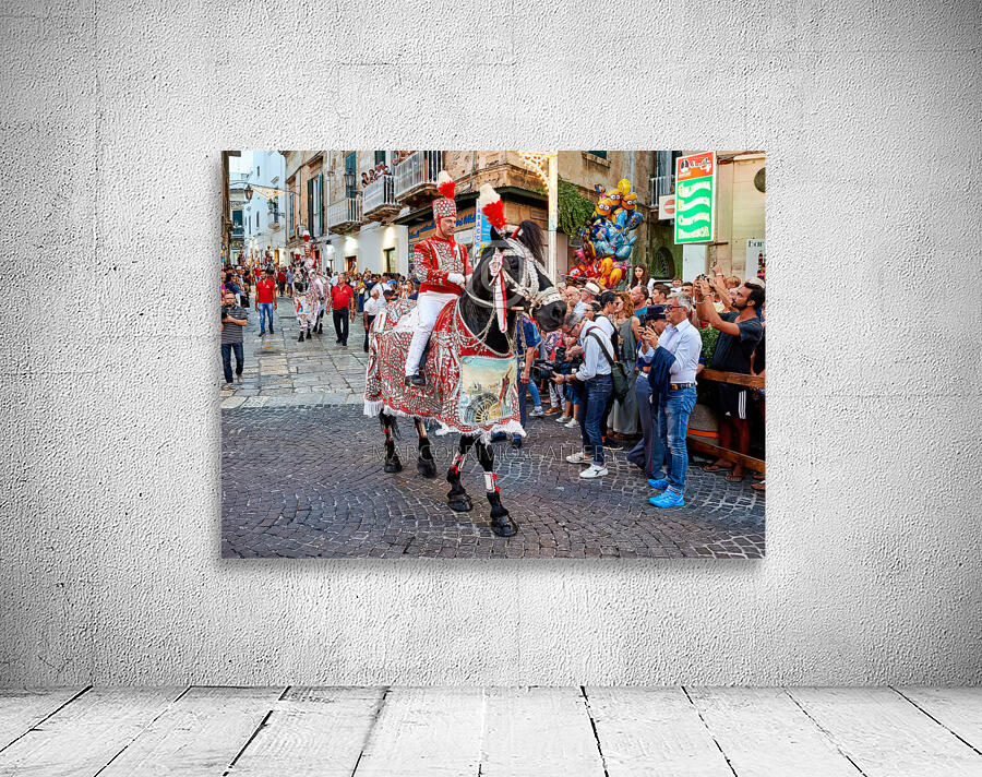 Apulia Puglia Italy. Ostuni. Festival of Saint Orontius. The cavalcata a procession of horses in the streets of the town Wall Preview